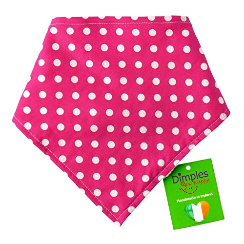 Dimples Hundehalstuch - Pink gepunktet/Punkte - Halstuch für kleine mittlere und Grosse Hunde Welpen und Katzen - Hunde Besitzer Geschenk - Handgemachtes Hunde Accessoire 40cm von Dimples - Sew Happy