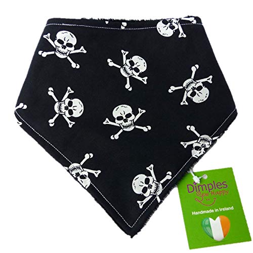 Dimples Hundehalstuch - Piraten Totenkopf schwarz - Halstuch für kleine mittlere und Grosse Hunde Welpen und Katzen - Hunde Besitzer Geschenk - Handgemachtes Hunde Accessoire 45cm von Dimples - Sew Happy