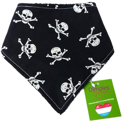 Dimples Hundehalstuch - Piraten Totenkopf schwarz - Halstuch für kleine mittlere und Grosse Hunde Welpen und Katzen - Hunde Besitzer Geschenk - Handgemachtes Hunde Accessoire 55cm von Dimples - Sew Happy