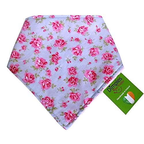 Dimples Hundehalstuch - Romantik Rosen Himmelblau - Halstuch für kleine mittlere und Grosse Hunde Welpen und Katzen - Hunde Besitzer Geschenk - Handgemachtes Hunde Accessoire 30cm von Dimples - Sew Happy