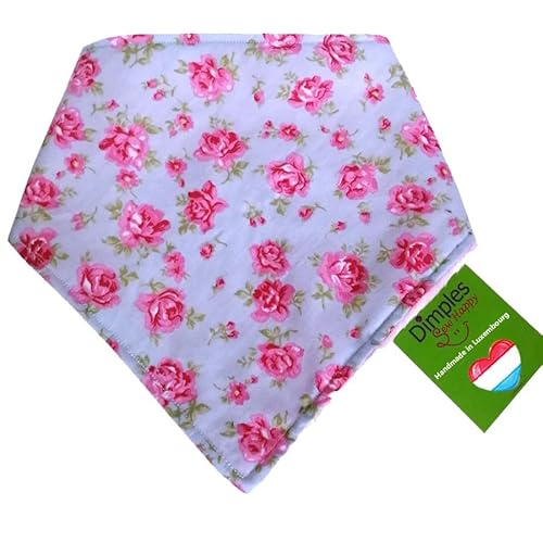 Dimples Hundehalstuch - Romantik Rosen Himmelblau - Halstuch für kleine mittlere und Grosse Hunde Welpen und Katzen - Hunde Besitzer Geschenk - Handgemachtes Hunde Accessoire 45cm von Dimples - Sew Happy