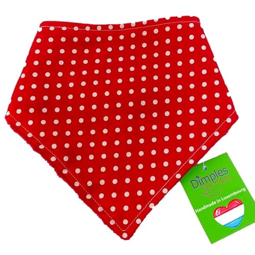 Dimples Hundehalstuch - Rot gepunktet/Punkte - Halstuch für kleine mittlere und Grosse Hunde Welpen und Katzen - Hunde Besitzer Geschenk - Handgemachtes Hunde Accessoire 65cm von Dimples - Sew Happy