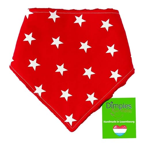 Dimples Hundehalstuch - Rot mit Sternen - Halstuch für kleine mittlere und Grosse Hunde Welpen und Katzen - Hunde Besitzer Geschenk - Handgemachtes Hunde Accessoire 60cm von Dimples - Sew Happy