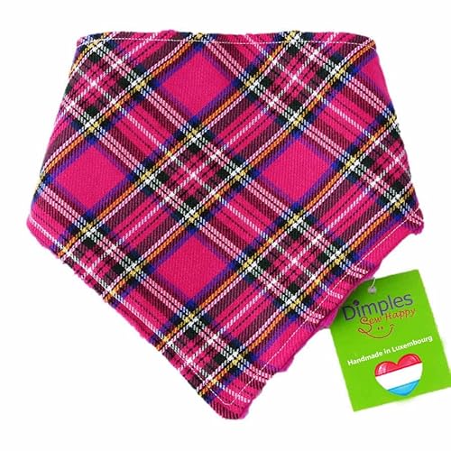 Dimples Hundehalstuch - Schottenkaro pink rosa - Halstuch für kleine mittlere und Grosse Hunde Welpen und Katzen - Hunde Besitzer Geschenk - Handgemachtes Hunde Accessoire 45cm von Dimples - Sew Happy