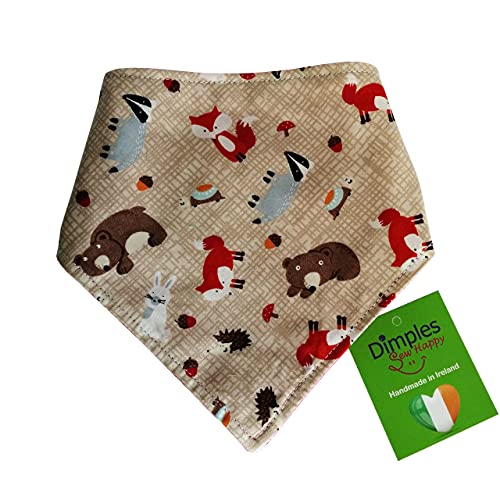 Dimples Hundehalstuch - Waldtiere Fuchs Igel - Halstuch für kleine mittlere und Grosse Hunde Welpen und Katzen - Hunde Besitzer Geschenk - Handgemachtes Hunde Accessoire 35cm von Dimples - Sew Happy