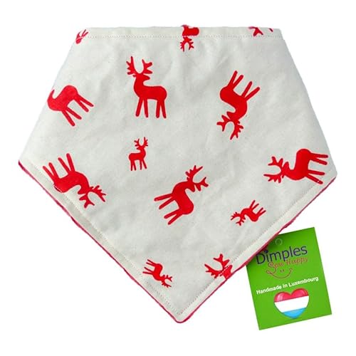 Dimples Hundehalstuch - Weihnachten Rentiere Hirsche Halstuch für kleine mittlere und Grosse Hunde Welpen und Katzen - Hunde Handgemachtes Hunde Accessoire 30cm von Dimples - Sew Happy