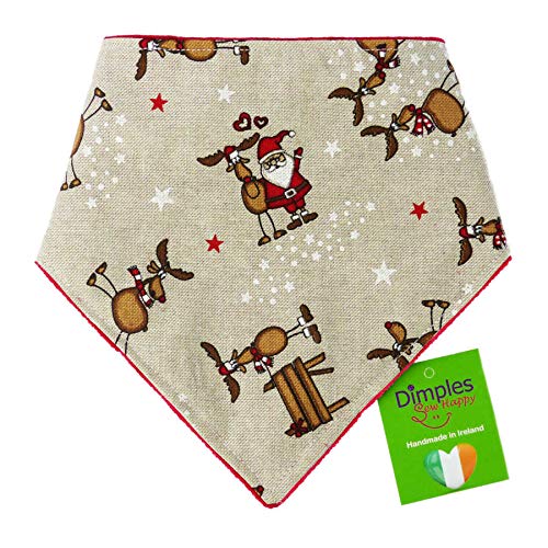 Dimples Hundehalstuch - Weihnachten Weihnachtsmann Party - Halstuch für kleine mittlere und Grosse Hunde Welpen und Katzen - Hunde Handgemachtes Hunde Accessoire 30cm von Dimples - Sew Happy