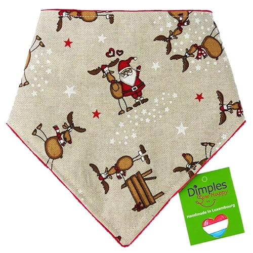 Dimples Hundehalstuch - Weihnachten Weihnachtsmann Party - Halstuch für kleine mittlere und Grosse Hunde Welpen und Katzen - Hunde Handgemachtes Hunde Accessoire 60cm von Dimples - Sew Happy