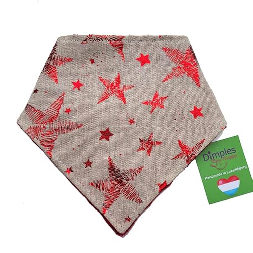 Dimples Hundehalstuch Weihnachtsstern Rote Sterne Hundeweihnachtsgeschenk Hundeschal Hundedreickstuch 60cm von Dimples - Sew Happy