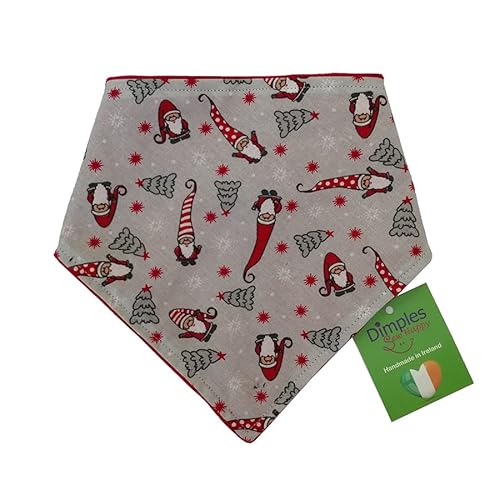 Dimples Hundehalstuch - Weihnachtswichtel grau rot - Halstuch für kleine mittlere und Grosse Hunde Welpen und Katzen - Hunde Handgemachtes Hunde Accessoire 35cm von Dimples - Sew Happy