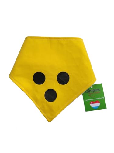 Dimples Hundehalstuch für Blindenhund - Gelb mit 3 schwarzen Punkten - Bitte Hund Nicht anfassen - Blinder Hund -Warn Halstuch für kleine mittlere und Grosse Hunde 25cm von Dimples - Sew Happy