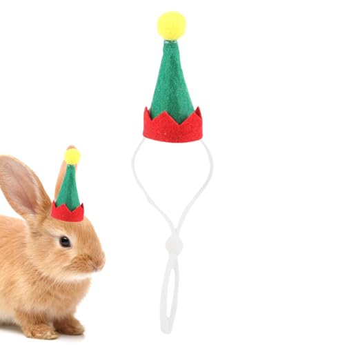 Dinchaakuarry Guinea Weihnachtsmannmütze – Kleintiermütze Kostüm – Rot Kleine Weihnachtshut mit verstellbarem Gummiband für Hamster, Meerschweinchen, Chinchilla von Dinchaakuarry