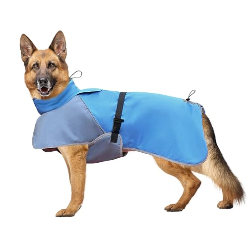 Dinchaakuarry Hunde-Regenjacke, mit Kapuze – reflektierendes Hunde-Winterzubehör, Haustierbekleidung, Schnee-Jacke, winddicht für mittelgroße und große Hunde von Dinchaakuarry