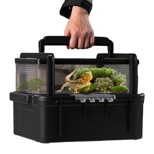 Frosch-Reisebox, Schildkrötengehege Mit Deckel, Transportkäfig Für Reptilien, Tragbarer Reptilienzuchtkäfig, Reptilienträger Mit Deckel, Schildkröten-Reiseträger, Eidechsengehege, Outdoor-Haustier-Rep von Dinchaakuarry