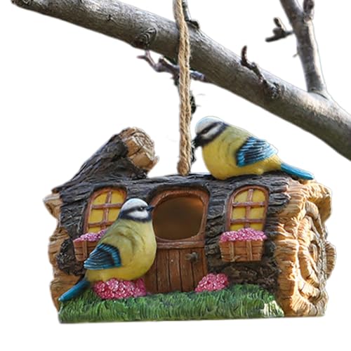 Hinterhof Bird House Vintage Vogel Haus Dekoration Balkon Bird Haus Wasserdichte Vogel Haus Nest Wildlife Bird House Buntes Hängern Vogel Haus Natural Vogel Schutz Rustikal Gartenhaus Hölzer Vogel Hau von Dinchaakuarry