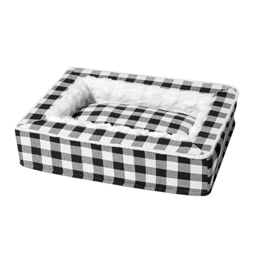 Hundebett - Weiches Tartan -Waschhundbett, Abnehmbare Hundemöbel Für Zuhause | Anti-Angst-Beruhigungsbett, Bequeme Betten Für Hunde Und Katzen, Ideal Für Kleine Mittelgroße Haustiere Gemütliche Hausti von Dinchaakuarry