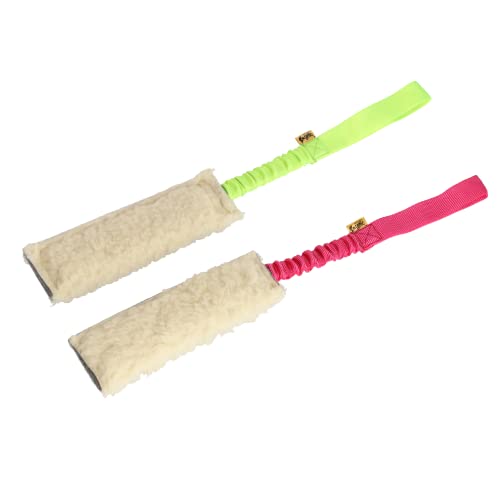 Dingo Set Hundespielzeug Schafwolle mit Griff Bungee 20 cm x 6 cm Grün Beißwürst Pink Beißwurst Agility Apporte Spiel Training Z30003 von Dingo Waldemar Rutkowski