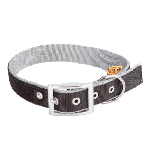 Dingo Halsband Twilight Silver Extra 2,5 cm x 55 cm (35-42 cm) Band Schwarz-Grau 14418 von Dingo Waldemar Rutkowski