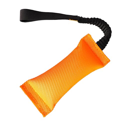 Dingo Hundespielzeug Beisswurst fur Hunde 20 x 8 cm Feuerwehrschlauch Bungee Griff länge 48 cm zum Training Tauziehen Zerrspiele handgefertigt Orange 15671 von Dingo Waldemar Rutkowski