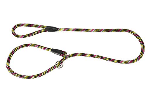 Dingo Retrieverleine mit Zugstopp Hundeleine aus Seil ''Magic'' und aufstellbarem Halsband Trainingsleine für Hunde Agility 1,2 x 170 cm Gelb-Pink 10489 von Dingo Waldemar Rutkowski