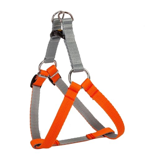 Dingo Hundegeschirr Walk-in/Step-in 'fred' Energy-Silver Kollektion Hundegeschirre aus Band Große S Breite Band 1,6 cm Brustumfang 42-54 cm Orange-Grau 94665 von Dingo Waldemar Rutkowski