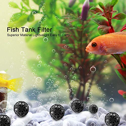 Leichte Biochemische Bioporöse Filterkugel für Aquarium, Teich, Aquarium, 50 Stück, Zur Natürlichen Wiederherstellung der Wasserqualität (26mm mit Baumwolle) von Dioche