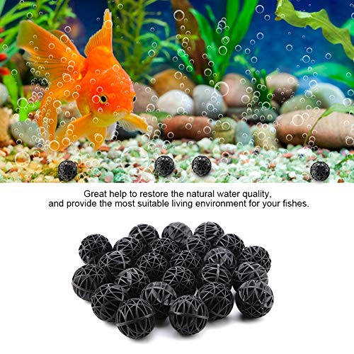 Leichte Biochemische Bioporöse Filterkugel für Aquarium, Teich, Aquarium, 50 Stück, Zur Natürlichen Wiederherstellung der Wasserqualität (56mm mit Baumwolle) von Dioche