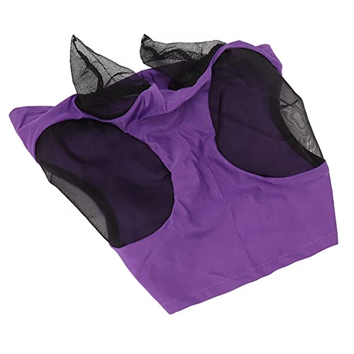 Pferde-Mesh-Fliegenmaske, Atmungsaktiver, Elastischer Ohrenschutz, Pferde-Gesichtsmaske, Verhindert Mücken für den Stall (Purple) von Dioche