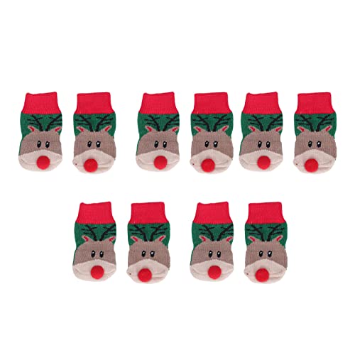 Weihnachts-Hundesocken, Modisches Elchmuster, Dehnbarer Haustierschutz für Hunde, Katzen, Haustiere, Hochwertiger Stoff und rutschfeste Sohle, Ideal für Weihnachten (L) von Dioche