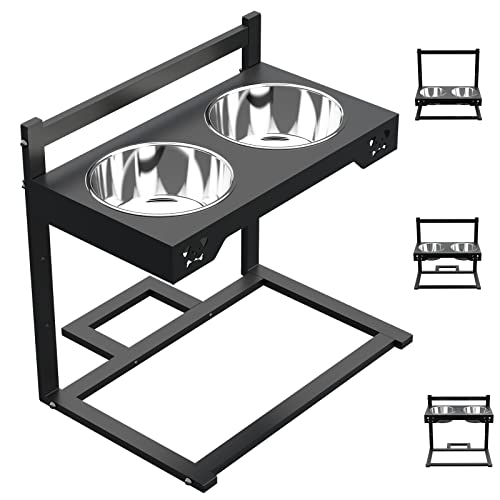 Diorssen Verstellbarer erhöhter Hundenapf aus Edelstahl, verstellbar auf 3 Höhen, 11,4 cm, 21,6 cm, 30,5 cm, rostfreier Ständer, geeignet für kleine bis mittelgroße Hunde und Haustiere. von Diorssen