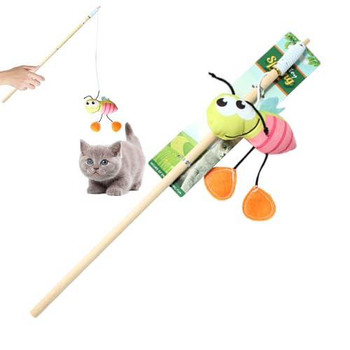 Cat Stick - Cartoon Katze Kauspielzeug mit Katzenminze | Bewegliches Katzenspielzeug für Jagd und Übung für gelangweilte Indoor-Katzen und Kätzchen, Katzenanreicherungsspielzeug von Dirfuny