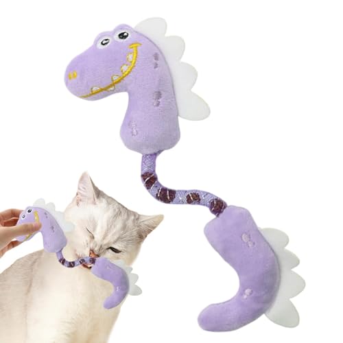 Cat Stick Spielzeug Plüsch, Kätzchen Schleifen Zähne Puppe, Frühling Dinosaurier Kätzchen Schleifen Zähne Puppe, Weiche Katze Beißspielzeug für den Heimgebrauch von Dirfuny