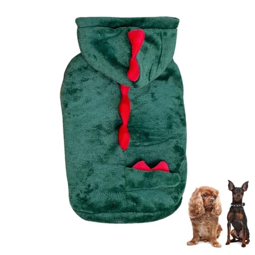 Dirfuny Dino Hunde-Kapuzenpullover – Haustierkleidung, lustiges Kostüm, atmungsaktives Halloween-Kostüm für kleine Welpen, Hunde und Katzen von Dirfuny