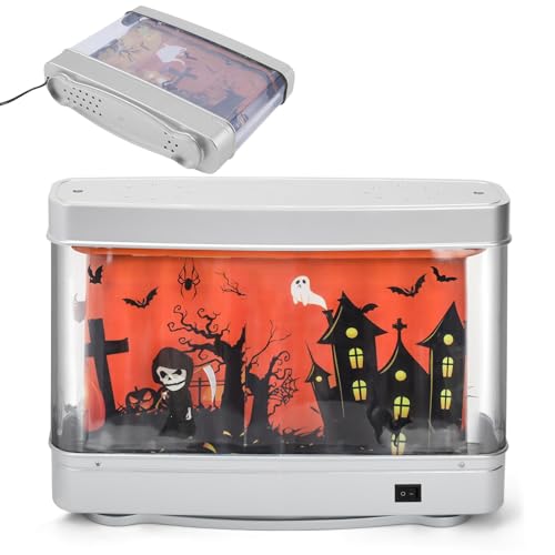 Dirfuny Künstliche Halloween-Aquarium-Lampe, dekorative Aquarium-Lampe mit beweglichem Geist, Halloween-Dekoration, künstliches Aquarium, Halloween-LED-Licht, Tischleuchte von Dirfuny