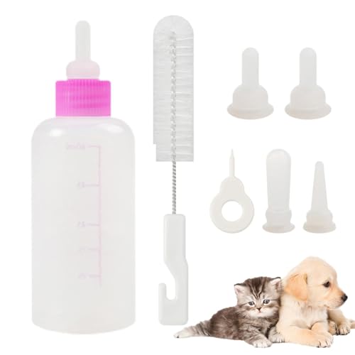 Dirfuny Puppy Stillflasche Kit - Feeder Flasche Set für kleine Hunde Kleine Tiere Feeder Haustier Fütterungsnippel mit Flasche für Welpen Kätzchen von Dirfuny