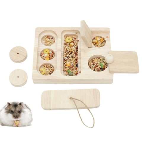 Hamsterschale aus Holz - Multi-Grid-Holz-Hamsterschale | Hamster-Futternapf, Rennmäuse Futternapf, Futternapf und Wassernapf für Hamster, Meerschweinchen, Vögel von Dirfuny