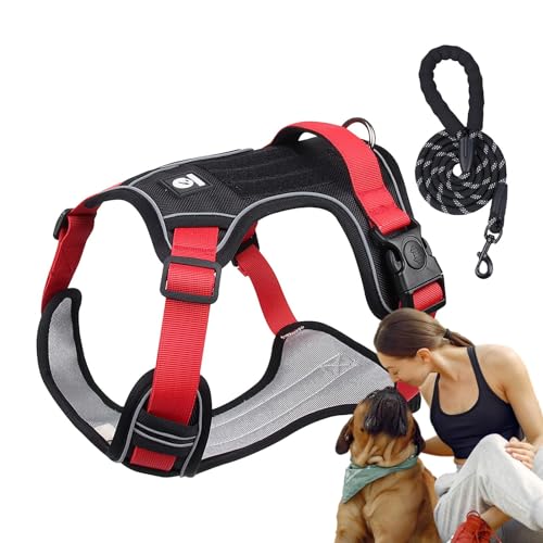 Hundegeschirr mit Griff | Bequemes Reflektierendes Hundegeschirr Verstellbares Hundegeschirr - Flexibles Hunde Brustgeschirr Hund Zuggeschirr für Outdoor-Aktivitäten von Dirfuny