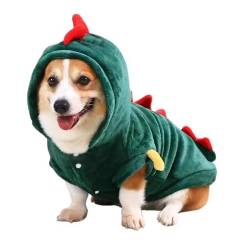 Hundekostüm mit Dinosaurier-Design, lustiges Haustierkostüm, atmungsaktives Halloween-Hundekostüm für kleine Welpen, Hunde und Katzen von Dirfuny