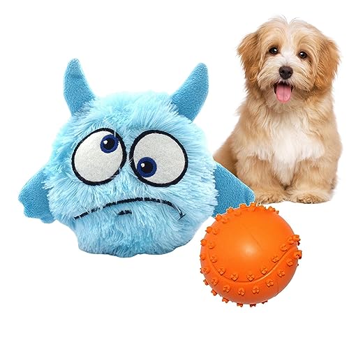 Interaktiver Hundeball, 2 in 1 Gummi Interaktives Biest Shaped Hund Kauspielzeug, Bewegliches Hundespielzeug für Welpen Kleine Mittlere Hunde, Haustier Sound Toys, Plüsch Hundespielzeug von Dirfuny