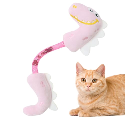 Katzenbeißspielzeug, Frühlingsdinosaurier-Design, Katzen-Kaustäbchen für Zähne, weiches Zahnspielzeug, bissfeste Plüschpuppe für Kätzchen bis mittelgroße Katzen von Dirfuny