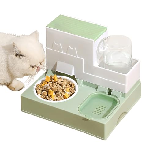 Katzenfutterstation | Automatisches Katzenfutter und Wassernapf Set | 2 in 1 Katzenfutterstation und Wassernäpfe für Katzen, kleine Hunde, Welpen, Kätzchen und Kaninchen von Dirfuny