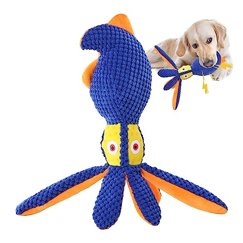 Octopus-Plüsch-Spielzeug, tragbares Plüsch-Spielzeug für Haustiere, Katzen, Hunde, Welpen, Katzen, Quietschspielzeug für kleine und mittelgroße Hunde, Welpen, Haustiere und Katzen von Dirfuny