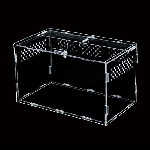 Reptilien-Futterbox aus transparentem Acryl, Reptilien-Terrarium, Reptilienlebensraum, Zuchtbox, Insekten-Futterbox mit Belüftungsöffnungen, Anti-Escape-Design für Haustiere, Schlange Eidechse, von Dirfuny