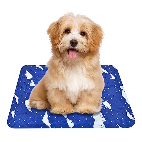 Haustiere Kühlmatte (40 * 30cm), Dog Cooling Mat Eismatte Selbstkühlende Matte Kühl Hundedecke mit Ungiftiges Gel, Kaltgelpad für klein Hunde Katzen Kisten Hundehütten Betten (Dunkelblau) von Disnace