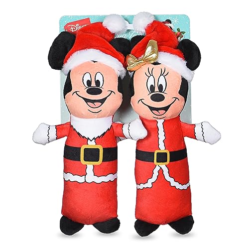 Disney for Pets 2pc Holiday Bobo Style Plüsch Mickey Maus & Minnie Maus Quietscher Spielzeug für Hunde, 22,9 cm | Mickey Mouse Plüsch Hundespielzeug | Urlaub Disney Spielzeug für Hunde von Disney for Pets