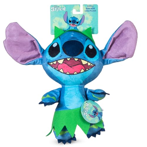 Disney for Pets Lilo and Stitch Bow Wow Luau Plüsch Hundespielzeug - Quietsch- & Knistergeräusch - Niedliches Hundespielzeug für Disney-Fans, 22,9 cm von Disney for Pets