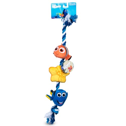 BBDDKEG Disney for Pets Pixar's Findet Nemo Seilspielzeug für Hunde, quietschend und knisternd, Disney Pixar Hundespielzeug, Dory & Nemo Fun Tug Style, 38,1 cm von BBDDKEG