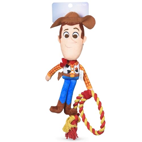 Disney for Pets Pixar's Woody Rope Haustierspielzeug 17,8 cm | Disney Pixar Hundespielzeug | Seilspielzeug für Hunde inspiriert von Woody aus Pixars Toy Story mit Quietscher und Seil Lasso von Disney for Pets