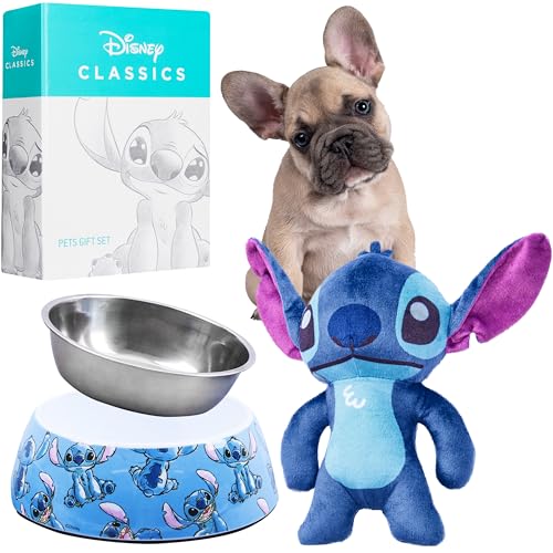 Disney Stitch Hundespielzeug und Futternapf Set - Geschenke für Hunde (Blau Stitch) von Disney