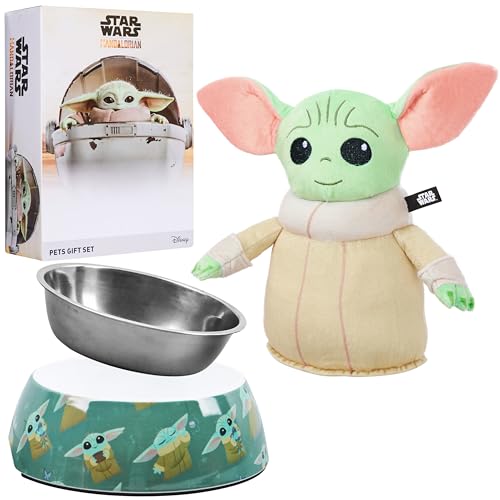 Disney Stitch Hundespielzeug und Futternapf Set - Geschenke für Hunde (Grün Baby Yoda) von Disney